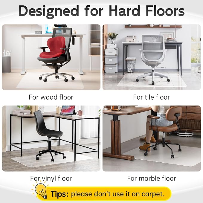 HOMEK Office Chair Mat for Hardwood Floor, 46”x 60” Crystal Clear Hard Floor - Image 7