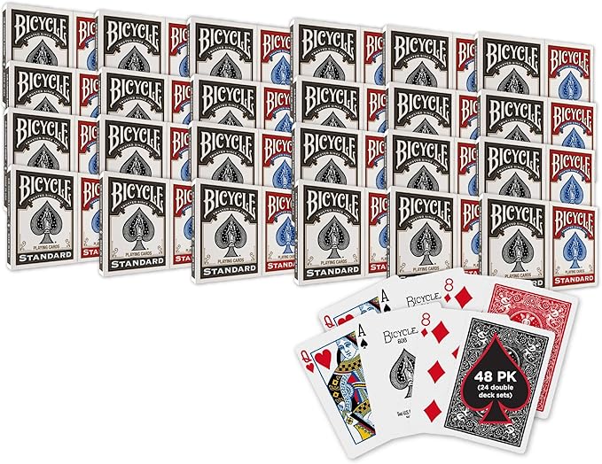 Bicycle 48pk Red & Black Rider Back Playing Cards, Standard Index, Decks of by BicyclePlayingCards