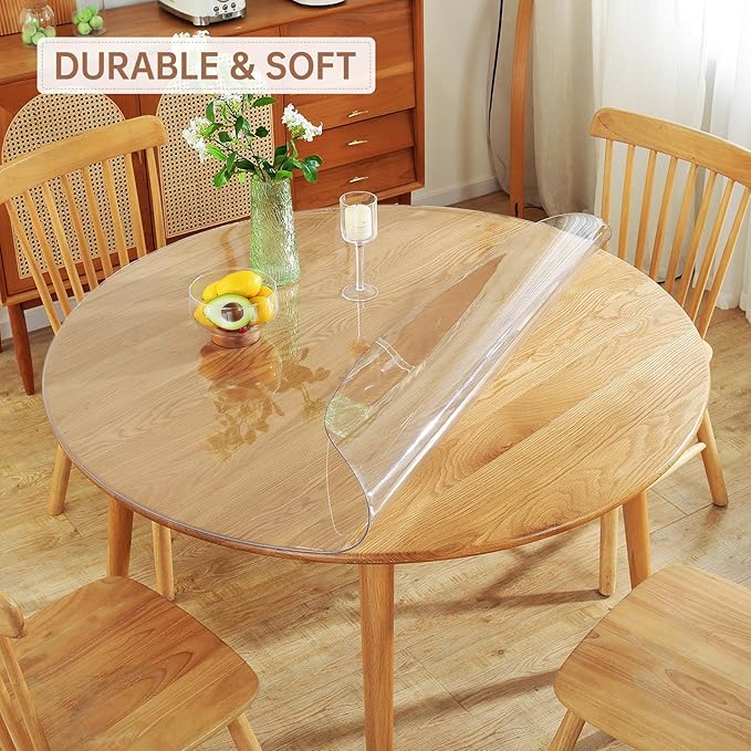 Warmstar Clear Table Protector, 2mm Thick, 38 Inch Round, Plastic Table Cover - Image 2