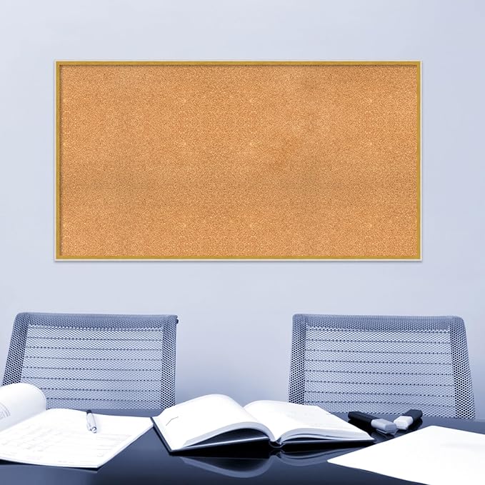 Amanti Art Natural Cork Board for Wall, 29x53 Vision Board with White Frame, Oversize Corkboard Office Decor for Home Organization, Modern Corkboard Pinboard to Display Items for Home Organization in-DeskLoop Office