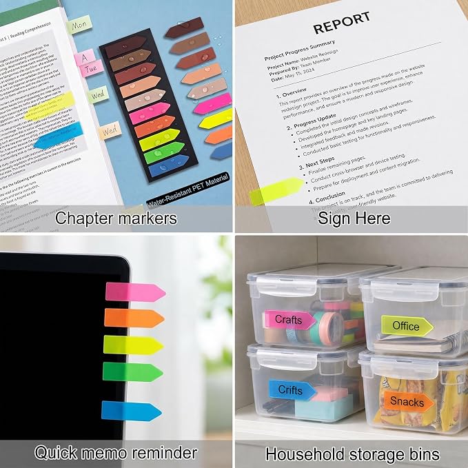 Ericter Arrow Sticky Tabs 1200 PCS, Book Annotation Tabs Writable, Translucent - Image 7
