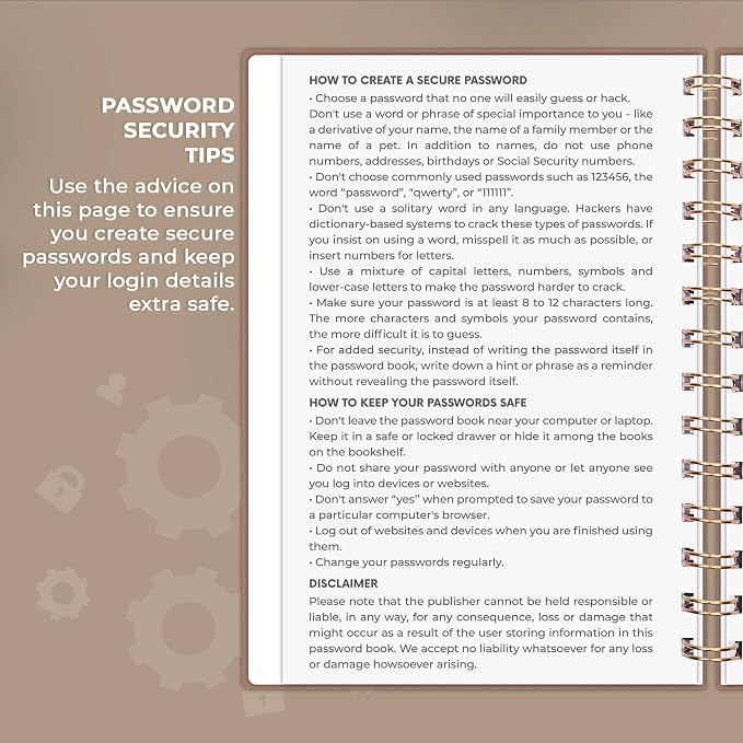 Clever Fox Password Book Spiral – Internet Address & Password Organizer - Image 5