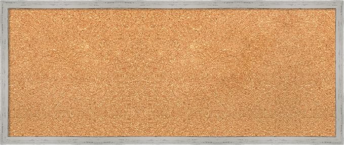 Amanti Art Natural Cork Board for Wall, 13x31 Vision Board with White Frame, Medium Corkboard Office Decor for Home Organization, Cottage Corkboard Pinboard to Display Items for Home Organization in-DeskLoop Office