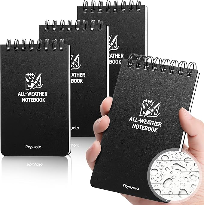 POPYOLA 4 Pack Waterproof Notebook, Weatherproof Pocket Notebook by POPYOLA