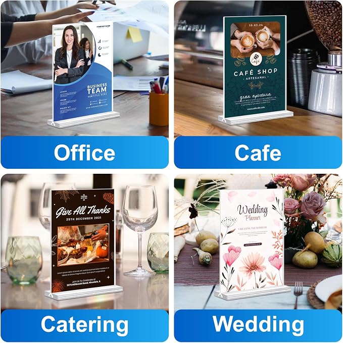 Acrylic Sign Holder 5x7 Inches 24 Pack, Double Sided Clear Display Stand Table - Image 6