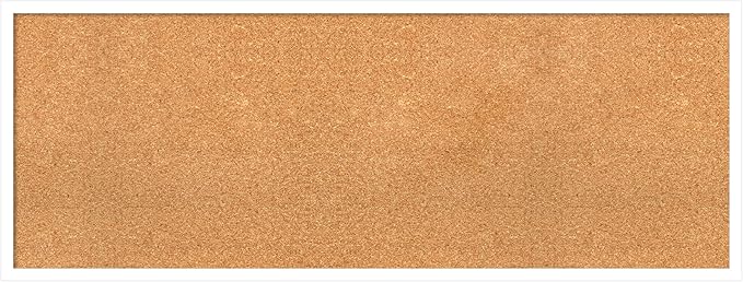 Amanti Art Natural Cork Board for Wall, 17x45 Vision Board with White Frame, Oversize Corkboard Office Decor for Home Organization, Modern Corkboard Pinboard to Display Items for Home Organization in-DeskLoop Office