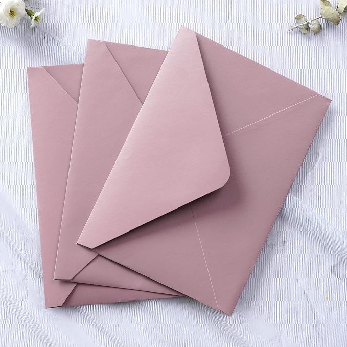 PONATIA 50 PCS/Pack A7 Envelopes, 5.25 x 7.25'' Matte Dusty Rose Envelope - Image 7
