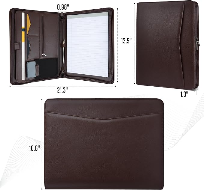 STYLIO Zipper Padfolio Portfolio Binder Organizer | Faux Leather Portfolio - Image 2