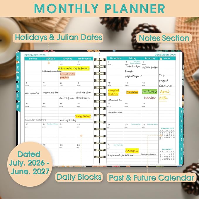 Planner 2026-2027 Weekly and Monthly Calendar Planner Jul 2026-Jun 2027 | - Image 4