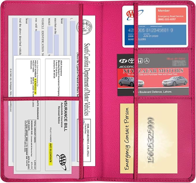 Wisdompro Car Document Holder Organiser, PU Leather Vehicle Insurance and - Image 2