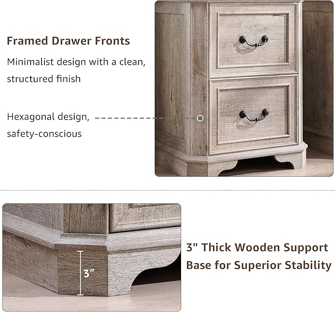 T4TREAM 6-Tier Bookcase with 2 File Drawers, 72" Tall Farmhouse Bookshelf with Storage & Adjustable Shelves, Wooden Floor Standing Display Book Shelf Organizer for Home Office, Light Rustic Oak-DeskLoop Office