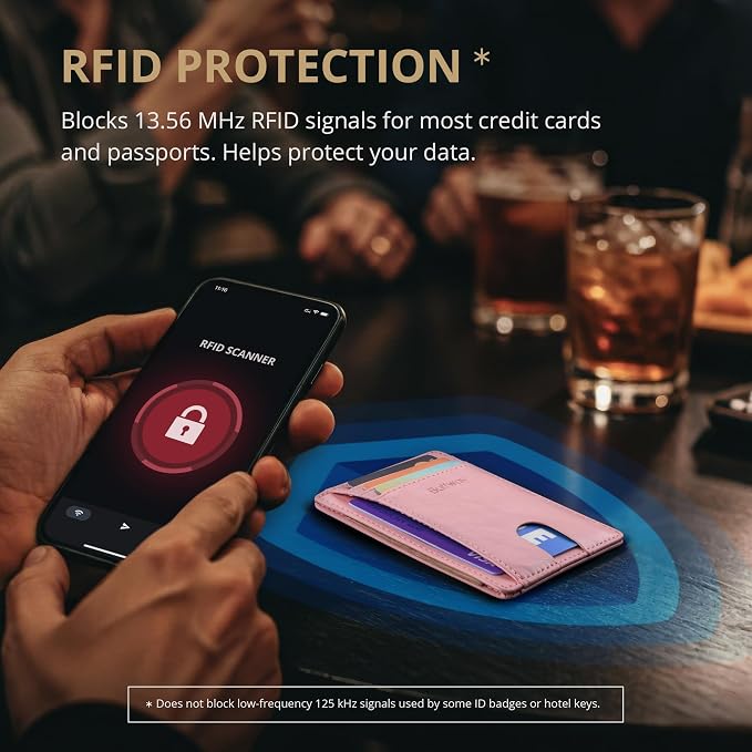 Buffway Slim Minimalist Front Pocket RFID Blocking Leather Wallets - Image 6