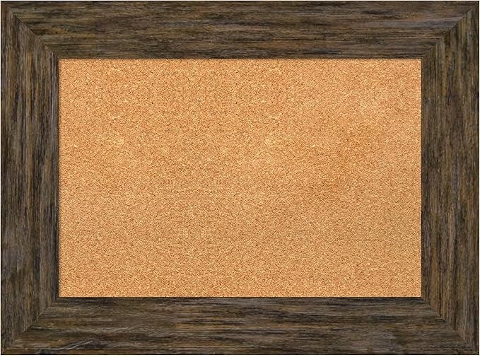 Amanti Art Natural Cork Board for Wall, 23x31 Vision Board with Brown Wood Frame, Medium Corkboard Office Decor for Home Organization, Country Rustic Corkboard Pinboard to Display Items for Home-DeskLoop Office