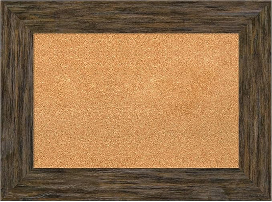 Amanti Art Natural Cork Board for Wall, 23x31 Vision Board with Brown Wood Frame, Medium Corkboard Office Decor for Home Organization, Country Rustic Corkboard Pinboard to Display Items for Home-DeskLoop Office