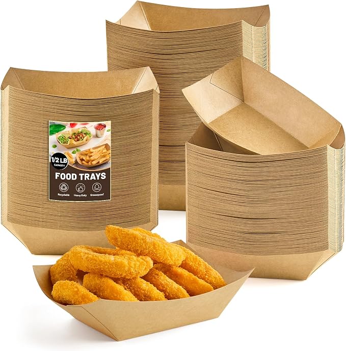 ZORRITA Small Paper Food Trays, 1/2 Lb, 200 Pack, Disposable | Mini Brown Paper by ZORRITA