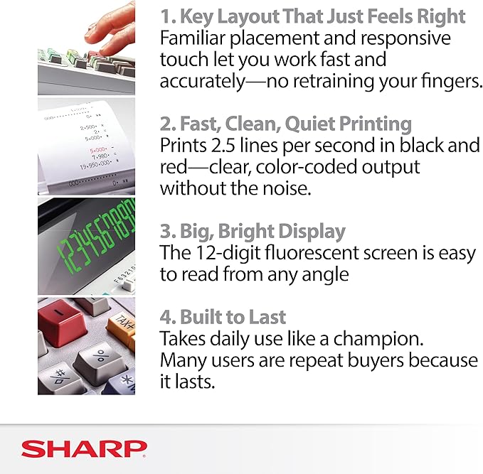 Sharp EL-1801V Ink Printing Calculator, 12-Digit LCD, AC Powered, Off-White, Ideal for Business & Office Use, Easy-to-Read Display & Durable Design-DeskLoop Office