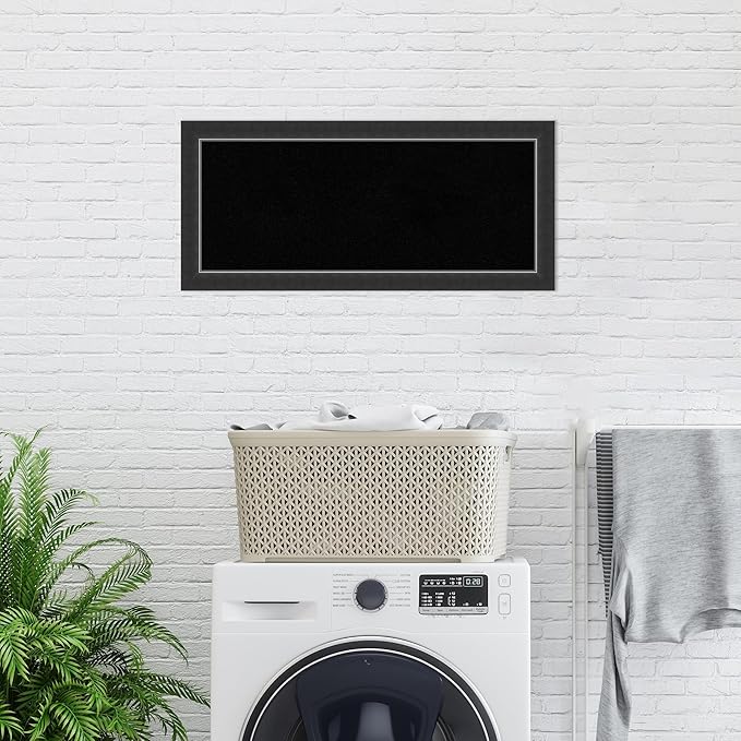 Amanti Art Black Cork Board for Wall, 15x33 Vision Board with Black Wood Frame, Medium Corkboard Office Decor for Home Organization, Modern Corkboard Pinboard to Display Items for Home Organization-DeskLoop Office