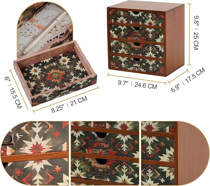Boho Green Wooden Desk Organizer - Image 2