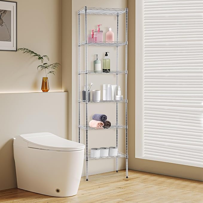 BestOffice | 6-Tier Wire Storage Shelves | 17x12x64 | Chrome | - Image 2