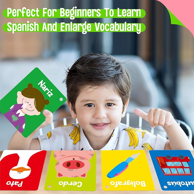 110 PCS Early Learning Flashcards, Double-Sided Spanish Cards- Alphabet - Image 5