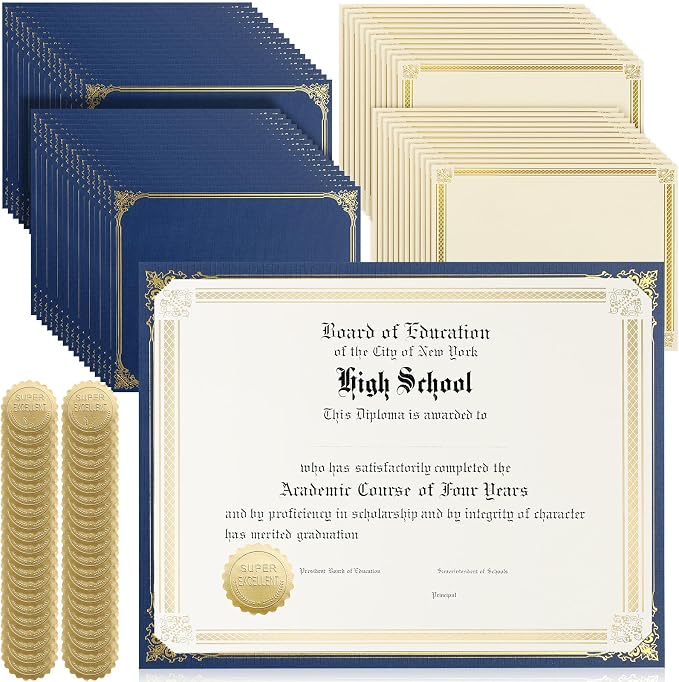 Kosiz 150 pcs Certificate Kit Includes 50 Gold Foil Certificates 50 Single by Kosiz