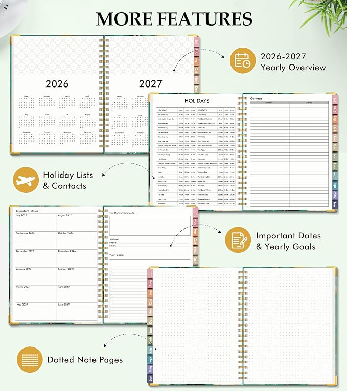 Academic Planner 2026-2027, Hardcover Leather Weekly and Monthly Calendar - Image 6