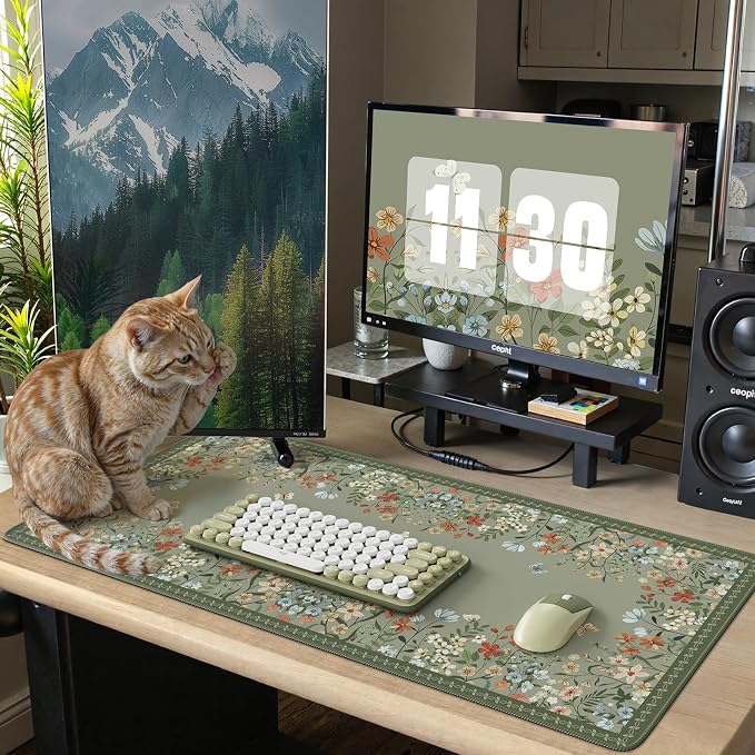 iCasso Desk Mat for Keyboard and Mouse, Large Keyboard Mat Non-Slip, Cute Desk - Image 6