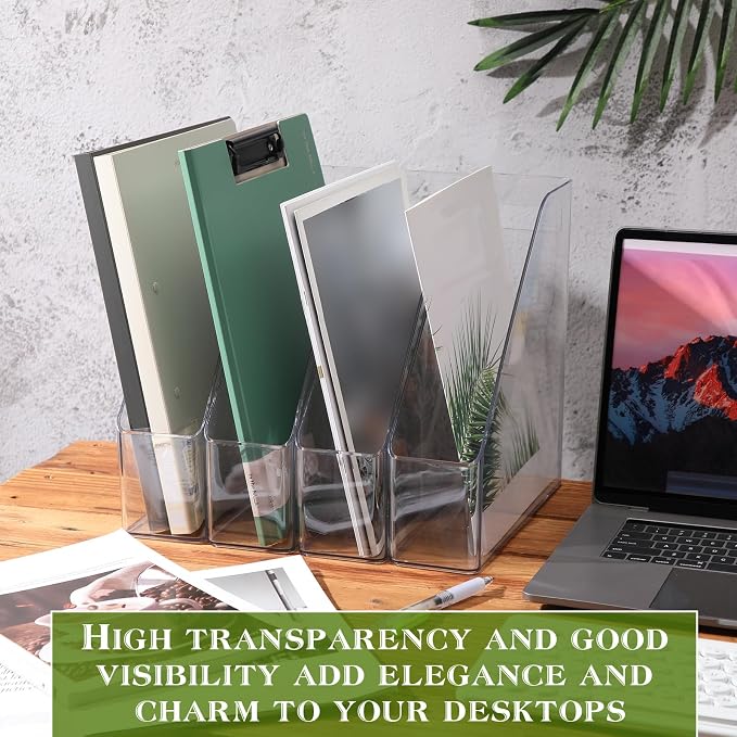 12 Pcs Clear Acrylic Magazine File Holder Plastic Desk Organizer - Image 2