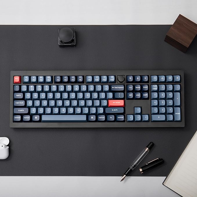 Keychron V6 Max Wireless Custom Mechanical Keyboard, 2.4 GHz Bluetooth 5.1 QMK Full-Size Layout RGB with Hot-swappable Silent Red Switch Compatible with Mac Windows Linux-DeskLoop Office