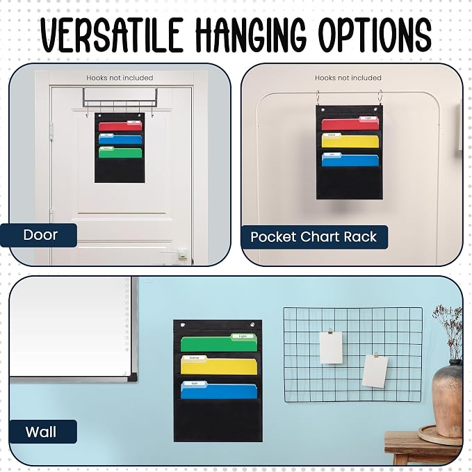 Essex Wares - 3 Pocket File Pocket Chart, and More - Wall Folder Organizer - 3 - Image 6