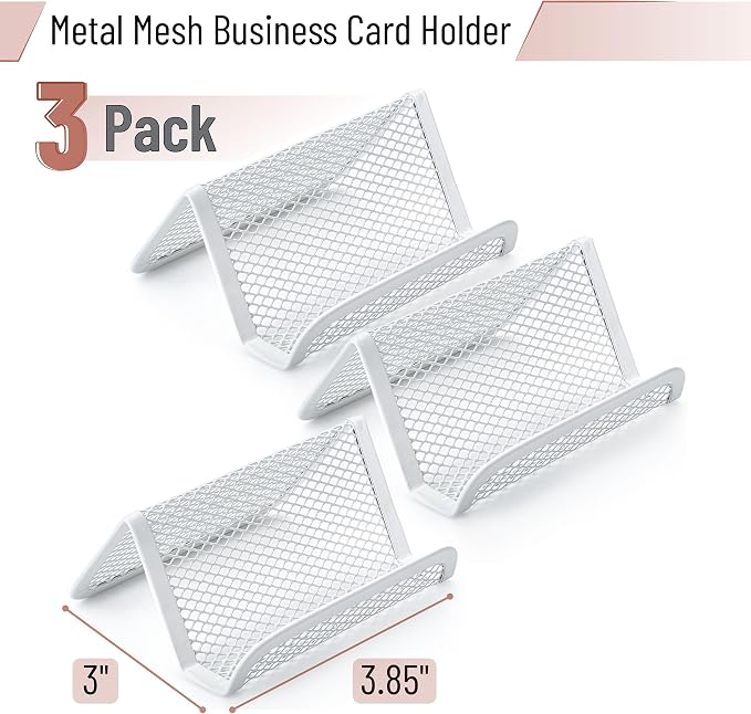Mr. Pen- Metal Mesh Business Card Holders, 3 Pack, and Business Use, Flat and - Image 2