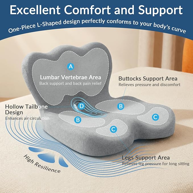 Exclusivo Mezcla Memory Foam Seat Cushion, Ergonomic Tailbone Pain Relief - Image 6