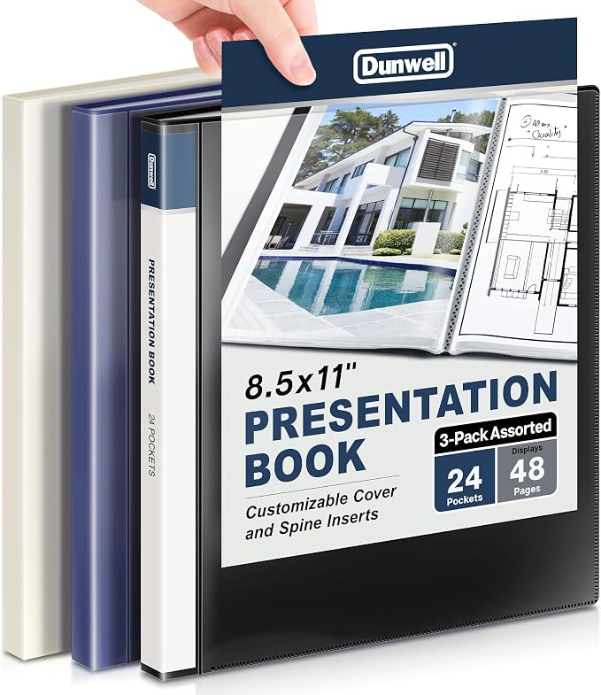 Dunwell Presentation Binder 24-Pocket, Displays 48 Pages, 8.5x11 Portfolio by Dunwell