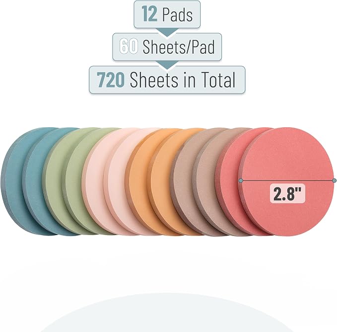 Mr. Pen- Round Sticky Notes, 2.8" Diameter, 12 Pads, 720 Sheets, Colorful | - Image 2