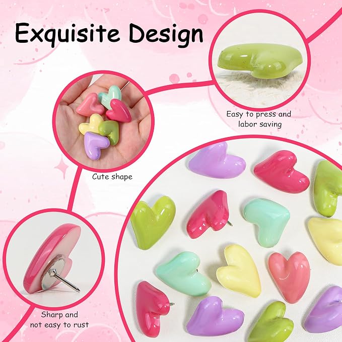 Decorative Cute Push Pins for Bulletin Board, Thumb Tacks, Cork Board Desk Wall - Image 3