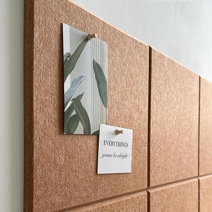 Large Cork Board for Office Wall Decor,48"x36"-12 Pack Felt Wall Tiles with Safe Removable Adhesive Tabs, 1/2" Thick, Felt Bulletin Board Pin Board Cork Boards for Walls - Copper-DeskLoop Office