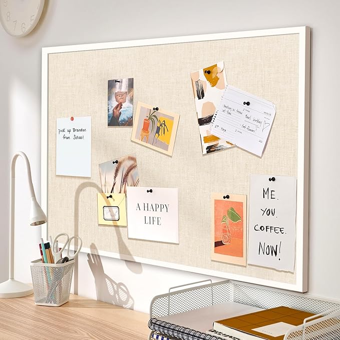 Miratino Large Bulletin Board, 36 /inchesx 24/inches White Cork Boards for Walls with Frame, Pin Display Board Vision Board for Home School Office Decor-DeskLoop Office