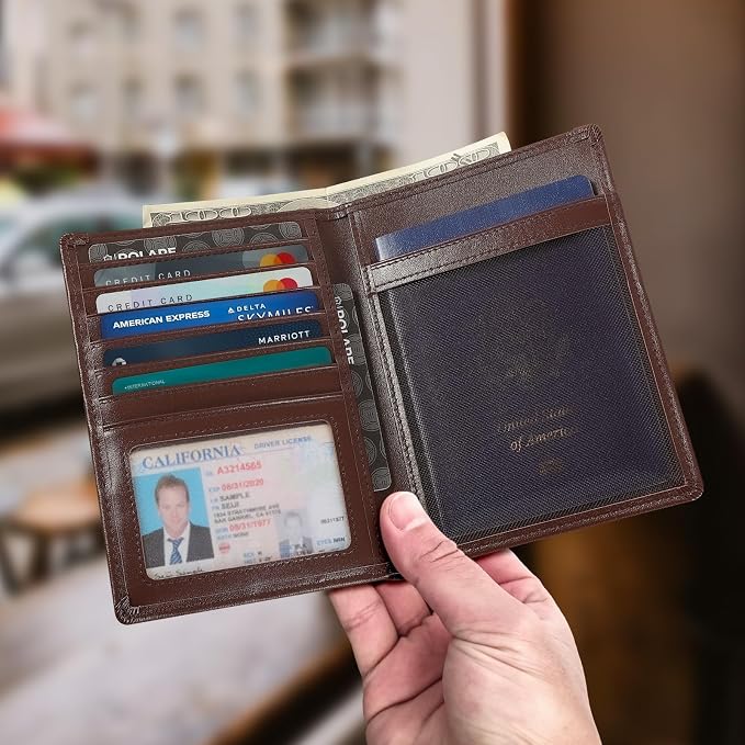 Polare Luxury RFID Blocking Leather Passport Holder Travel Wallet - Image 6