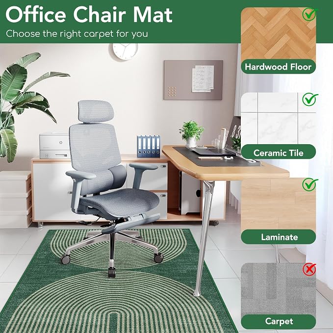 Office Chair Mat for Hardwood Floor&Tile Floor, Under Desk Rug for Rolling - Image 3