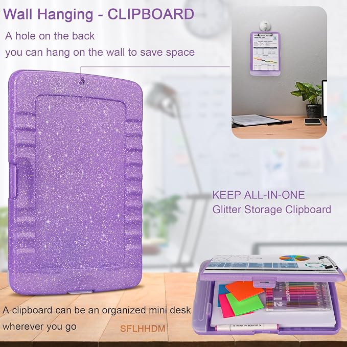 Glitter Clipboard with Storage, Storage Clipboard with Pen Holder, A4 Binder - Image 6