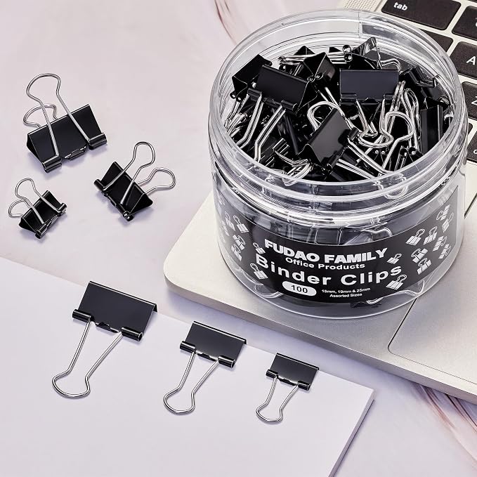 100pcs Binder Clips Assorted Sizes, Mini 3 Sizes - Image 4