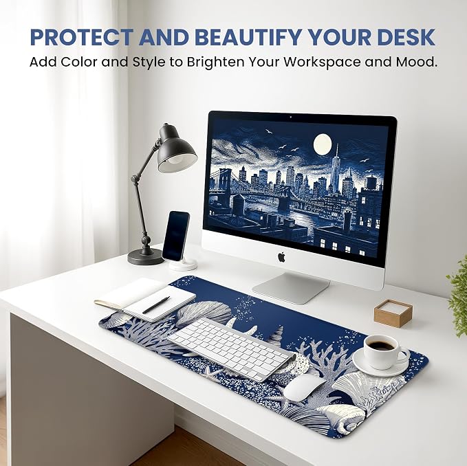 Aesthetic Desk Mat, Cute Coral Silence Desk Pad Protector - Image 6