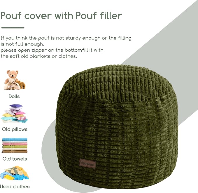 HIGOGOGO Pouf Ottoman Stuffed Round Modern Foam Filled Foot Rest Poufs - Image 8