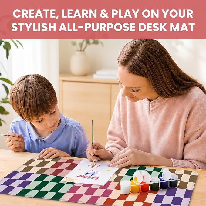 Aesthetic Desk Mat, Cute Checkered Pattern Desk Pad Protector - Image 7
