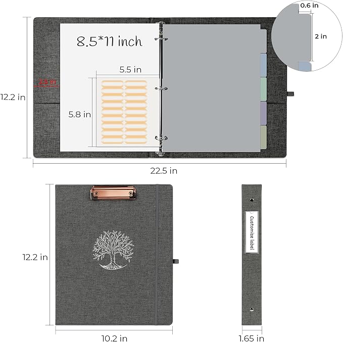 EYROZILL 3 Ring Binder, 1 Inch Linen Binder Organizer - Image 5