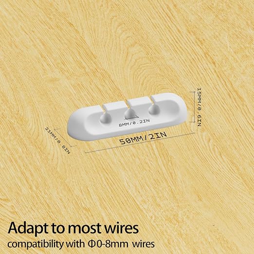Apromisith USB Cable Organizer Clips Cord Holder, 12 Packs White Self Adhesive - Image 2