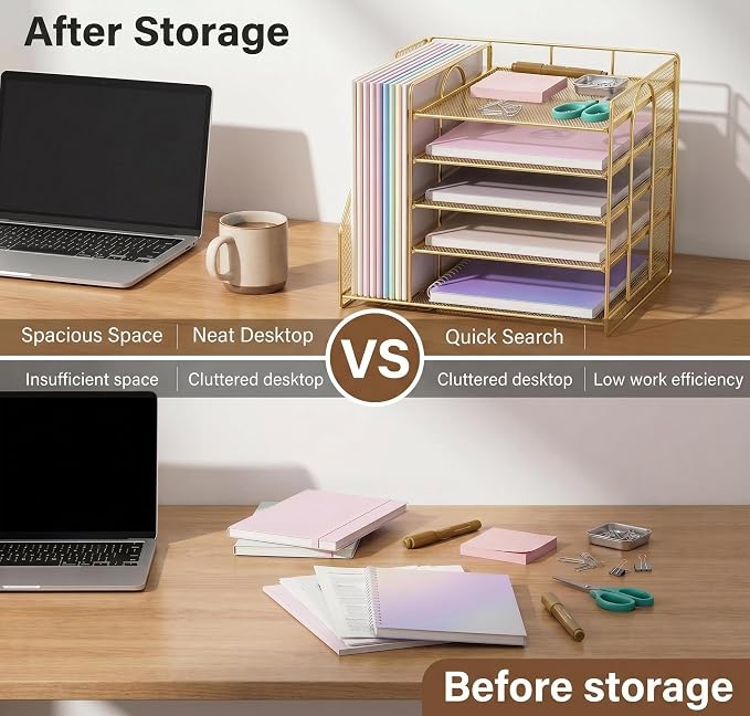 OPNICE 5-Tier Desktop File Paper Organizer, Desk Organizers and Accessories - Image 3