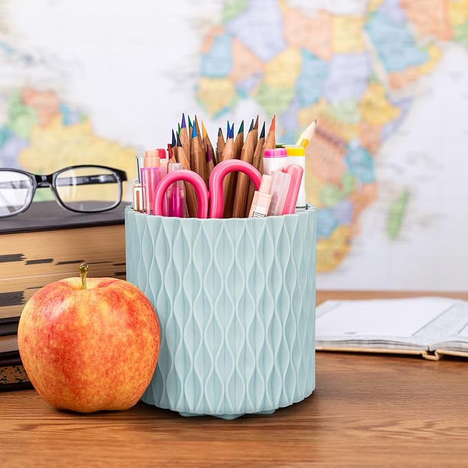 Pencil Holder - 360° Rotation, 5 Slot Desk Supplies - Image 5