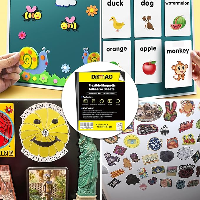 DIYMAG 60Pack Magnetic Adhesive Sheets Photo Mat, Flexible Magnet Sheets - Image 5