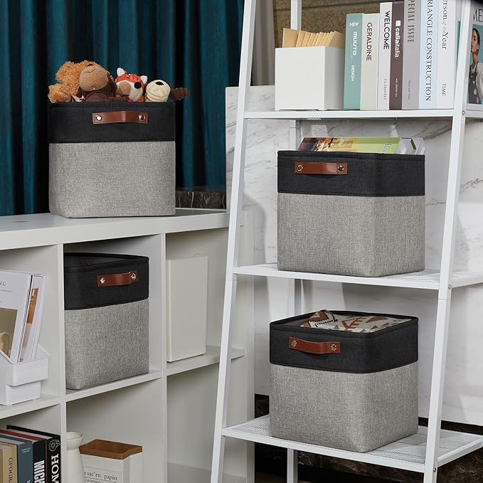 DULLEMELO 11x11 Cube Storage Bins for Cube organizer, Foldable Cube Storage Bins Baskets for Organizing Home Office Closet Shelves Toy Nursery,Fabric Cube Baskets Bin for Home organization-DeskLoop Office